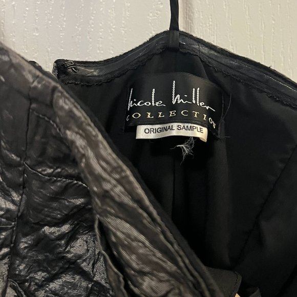 Nicole Miller Full length strapless charcoal dress with black trim, size 0 - Picture 6 of 8